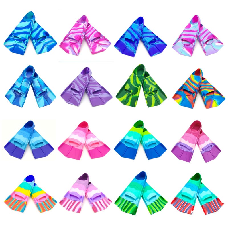 Gugmoy Kids Swim Fins Comfortable Silicone Flippers For Swimming And Diving Size Suitable Beginners Kids Girls Boys Adults (Xxx-Small Colorful-C) - Image 3