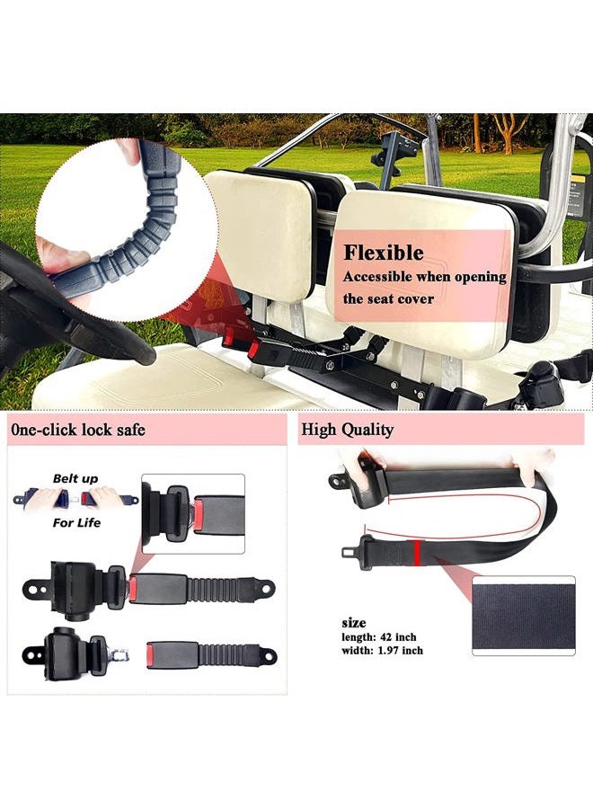 AIWEILUCK 2 Passenger Golf Cart Retractable 42" Seat Belts with Belt Bracket Kit for Yamaha Club Car DS Precedent EZGO TXT RXV - Image 5