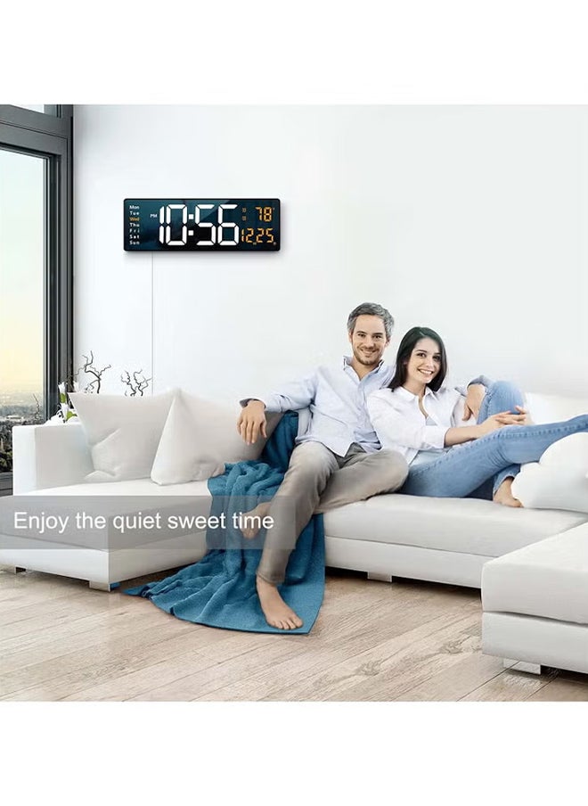 VINSOC - Digital Wall Clock Large Display 16.2 Inch Large Wall Clocks LED Digital Clock with Remote Control for Living Room Decor Automatic Brightness Dimmer Big Clock with Date Week Temperature Orange - Image 1