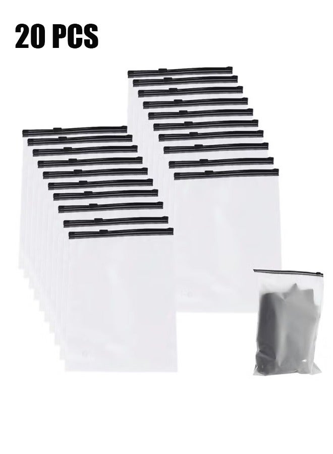 20 Pcs Reusable Ziplock Bags, 40 x 30cm Travel Clothes Storage Bag, Clear Frosted Airtight Toiletries Bag, for Clothes, Cosmetic, Toiletries, Shoes (Clear) - Image 1