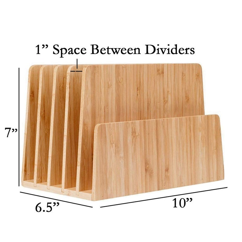 MobileVision Bamboo Desktop File Folder Organizer and Paper Tray, 5 Slots - Image 3