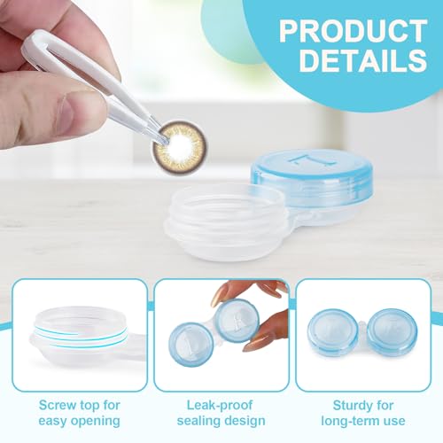 KAOPET 50 Pack Contact Lens Cases, Transparent Contact Cases Bulk in 5 colors, Cute Contact Lenses Case Leak-proof, Eye Contact Case for Home and Travel - Image 3