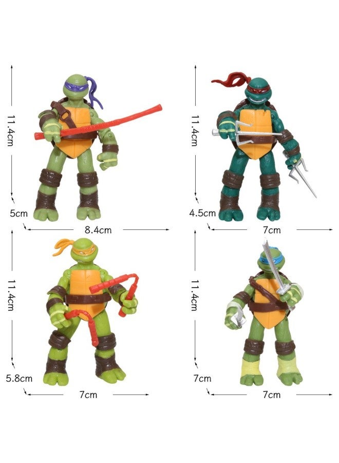4 Teenage Mutant Ninja Turtles Hand-made Model Anime Peripheral 2012 Edition Cartoon Doll Joint Movable Toy Ornaments-Color:1st Generation 4 Ninja Turtles (bag)  - Image 4