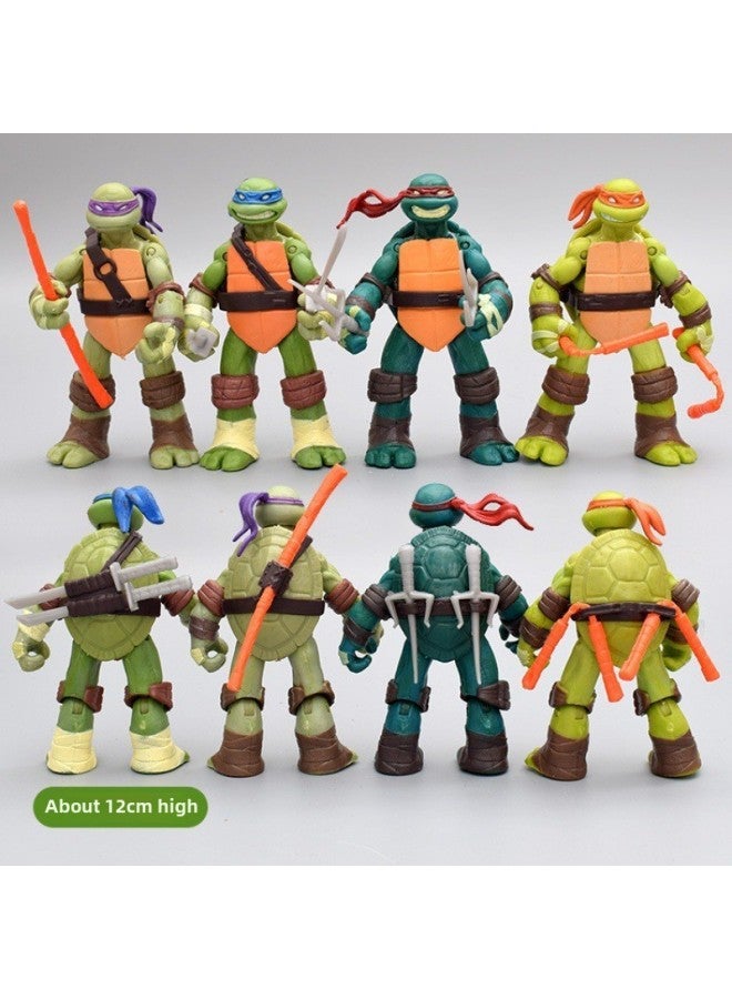4 Teenage Mutant Ninja Turtles Hand-made Model Anime Peripheral 2012 Edition Cartoon Doll Joint Movable Toy Ornaments-Color:1st Generation 4 Ninja Turtles (bag)  - Image 1
