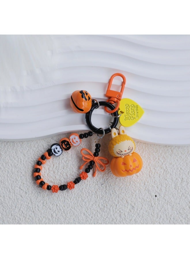 Bubble Mart Genuine Goods Pumpkin Cute Grain  Car Pendant Bag Keychain High Color Value Handmade Cute-Specifications:Pumpkin Molly + Add Chain - Image 4