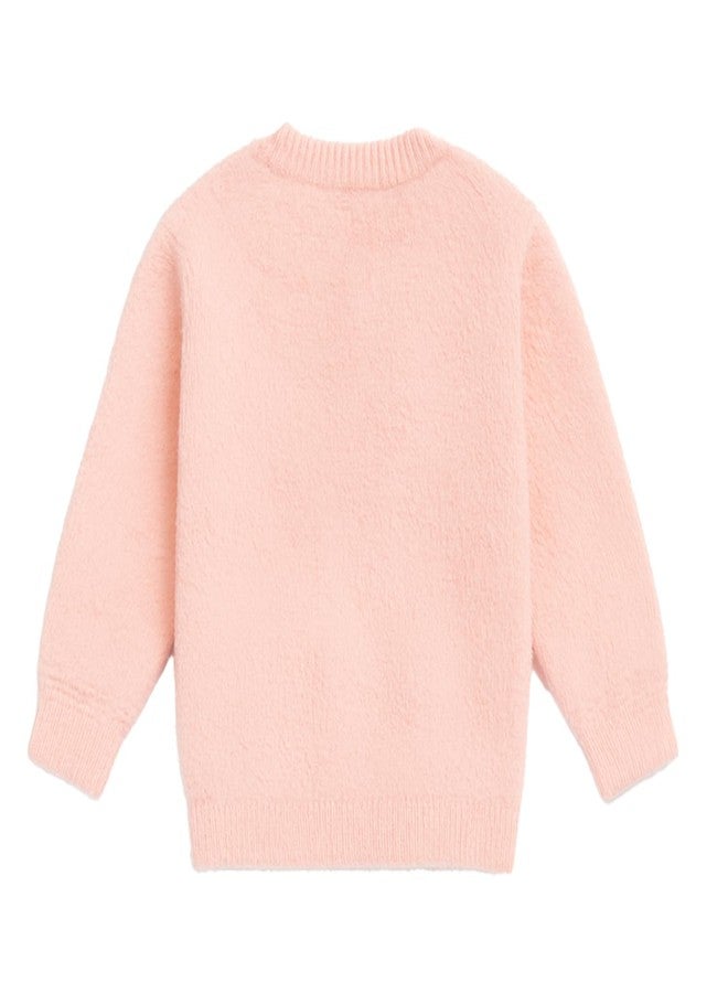 Kidbea® Baby Girls Winter Faux Fur Sweater | Ultra-Soft Warm Knit Pullover with Cute 3D Heart Design | Cozy Premium Wear for Kids (Pink, 18-24 Months) - Image 4