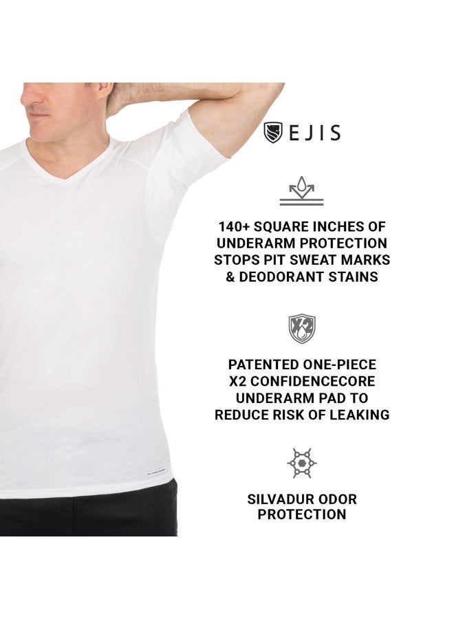 Ejis Men’s V Neck Sweat Proof Cotton Undershirt with Sweat Pads and Odor Control - Image 3