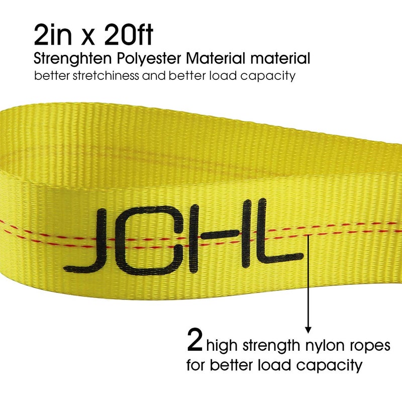 JCHL Nylon Tow Strap with Hooks 2â€x20â€™ Car Vehicle Heavy Duty Recovery Rope 20,000 lbs Capacity Tow Rope for Car Truck Jeep ATV SUV - Image 4