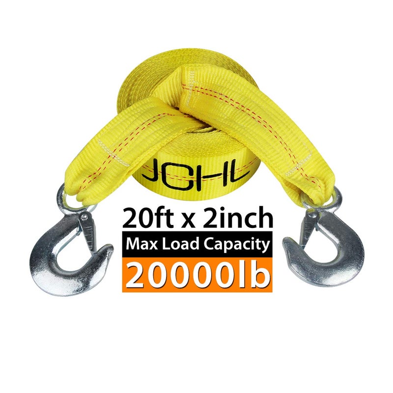 JCHL Nylon Tow Strap with Hooks 2â€x20â€™ Car Vehicle Heavy Duty Recovery Rope 20,000 lbs Capacity Tow Rope for Car Truck Jeep ATV SUV - Image 2