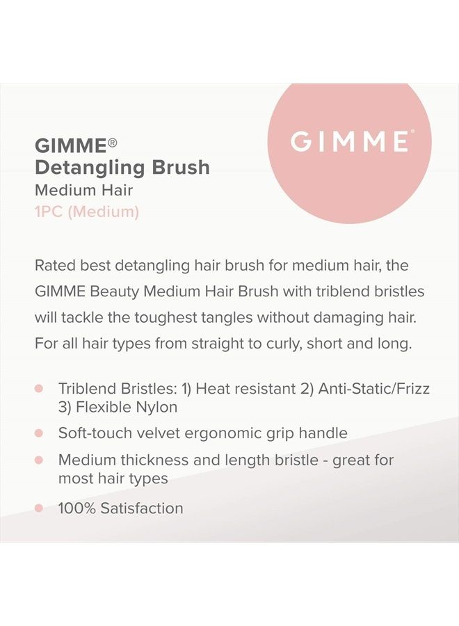 Gimme Beauty - Medium Hair Brush - Damage-Free Detangling Brush - Hair Brush for All Hair Types with Anti-Static, Heat-Resistant, & Flexible Nylon Bristles - Detangler Brush for Women & Kids - Image 2