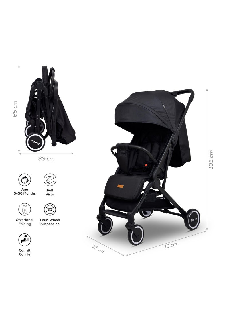 Nurtur - Baby Stroller 0 To 36 Months Storage Basket One -Hand Fold Design 5 Point Safety Harness Eva Wheels - Image 1