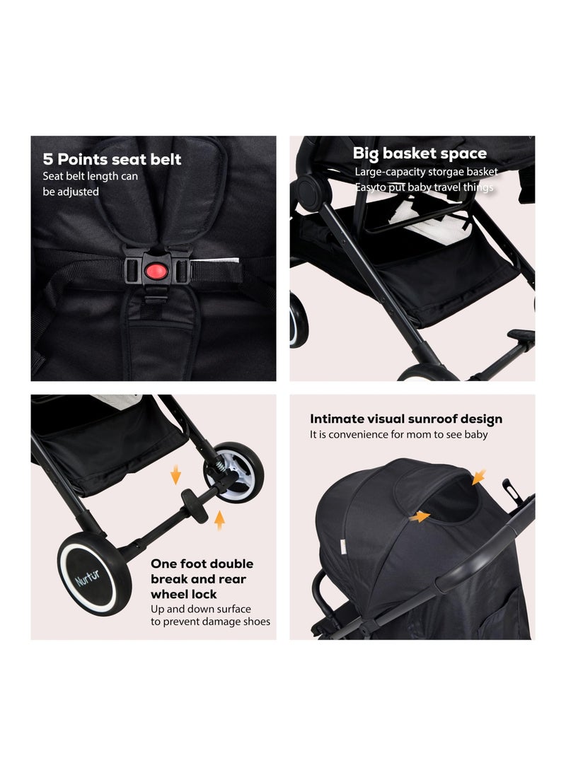 Nurtur - Baby Stroller 0 To 36 Months Storage Basket One -Hand Fold Design 5 Point Safety Harness Eva Wheels - Image 1