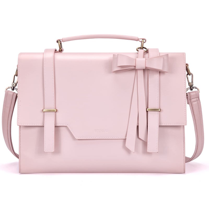ECOSUSI Laptop Messenger Bag Women Briefcase 15.6 inch Laptop Satchel Handbags (Pink) - Image 1