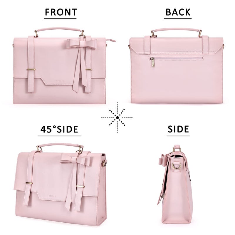 ECOSUSI Laptop Messenger Bag Women Briefcase 15.6 inch Laptop Satchel Handbags (Pink) - Image 5