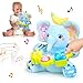 Ryotagift Baby Bilingual Musical Elephant Stuffed Animals ToysInfant Early Learning Toy with LightUp Music CrinkleTummy Time Toys for 0 3 6 9 12 Months for Baby Boy Girl GiftBlue - Image 3