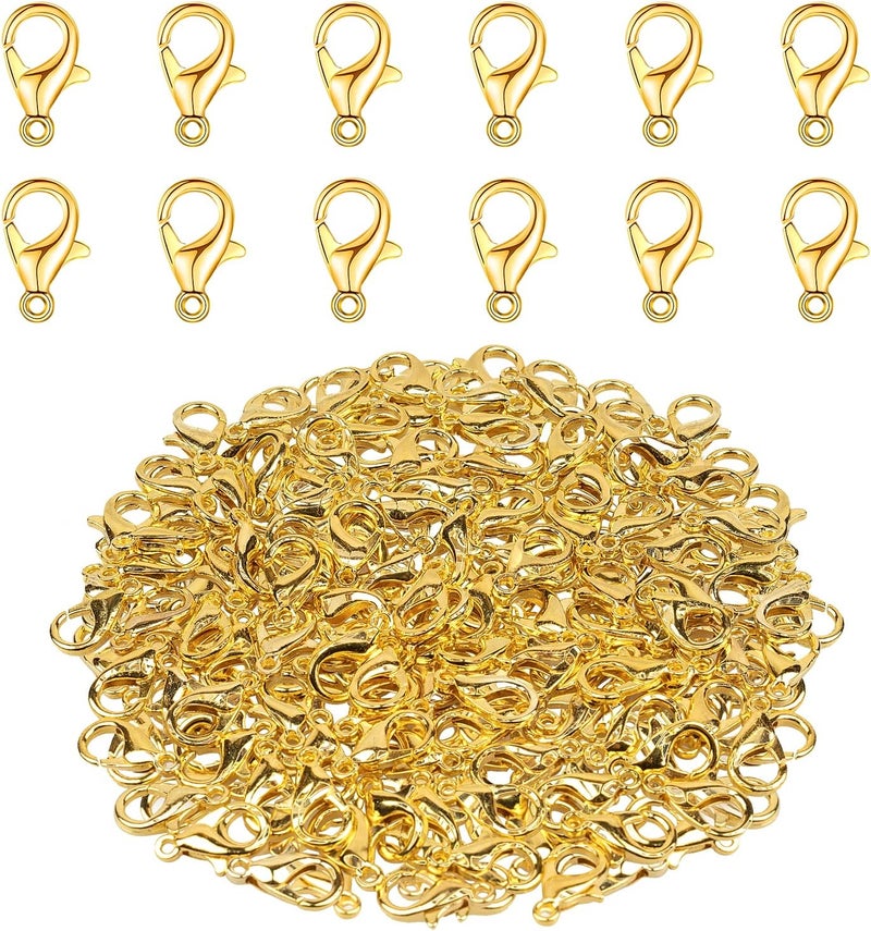 Weico Lobster Clasps, 100Pcs Gold Lobster Claw Clasps for Handmade Necklace, Bracelet Jewelry Making Accessories Fastener Hook(12mmx6mm) - Image 1