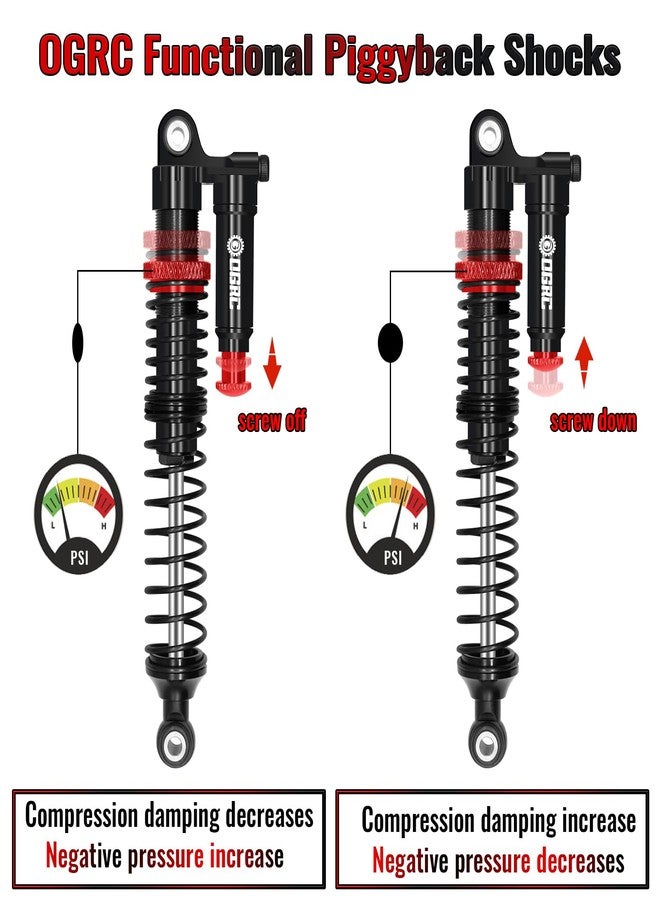 OGUNKE OGRC 100mm Aluminum Adjustable Piggyback Shock Absorber RC Damper for Axial SCX10 TRX4 TRX6 D90 1/10 RC Crawler Upgrade Parts (Black) - Image 3