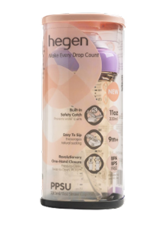 hegen Leak Proof Design PPSU Straw Cup V3 Press To Close And Twist To Open Easy Sip, 330ml Purple  - Image 4