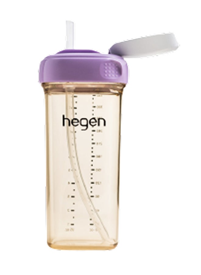 hegen Leak Proof Design PPSU Straw Cup V3 Press To Close And Twist To Open Easy Sip, 330ml Purple  - Image 2