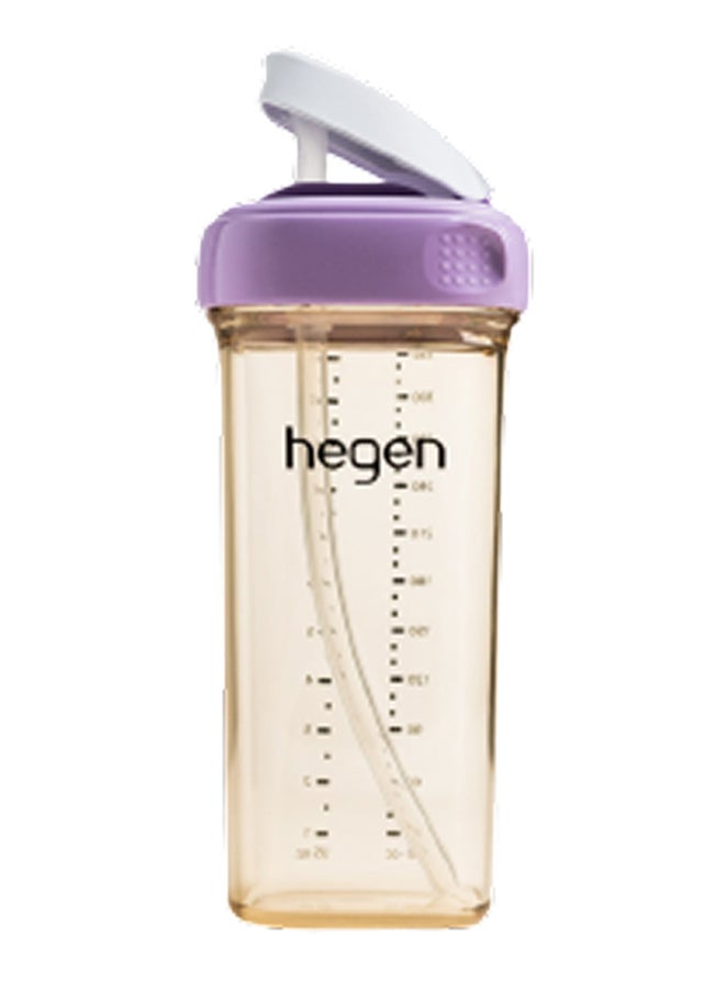 hegen Leak Proof Design PPSU Straw Cup V3 Press To Close And Twist To Open Easy Sip, 330ml Purple  - Image 1