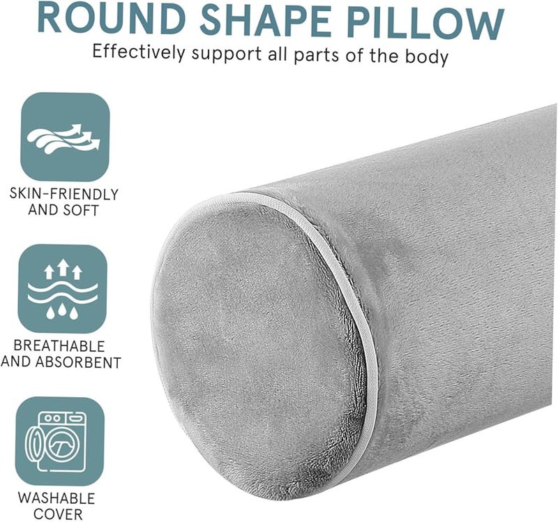 Memory Foam Neck Roll Pillow with Cotton Cover for Neck Pain Relief Sleeping and Travel - Image 4