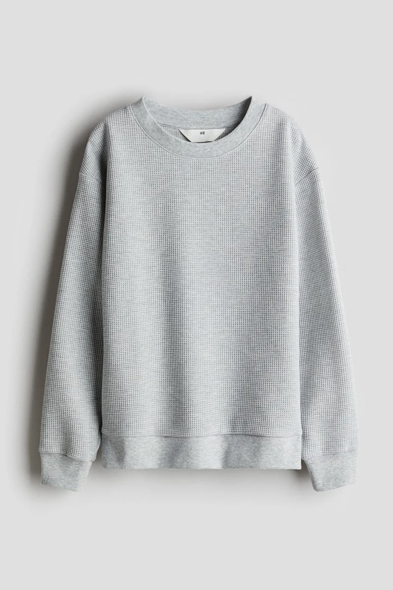 H&M Kids Waffled Cotton Sweatshirt