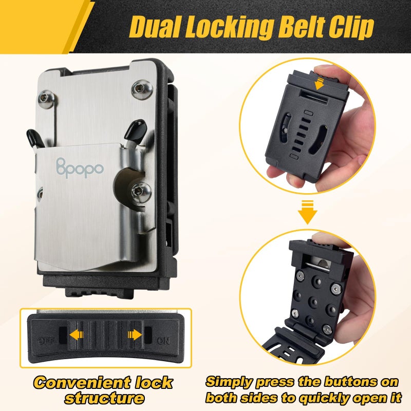 BPOPO Drill Holder Belt Clip,Hook Holster for Cordless Drill Driver, Tape Measure,Quick Access Eletric Drill Clip on Belt,Fits Up to 2.1'' - Image 3