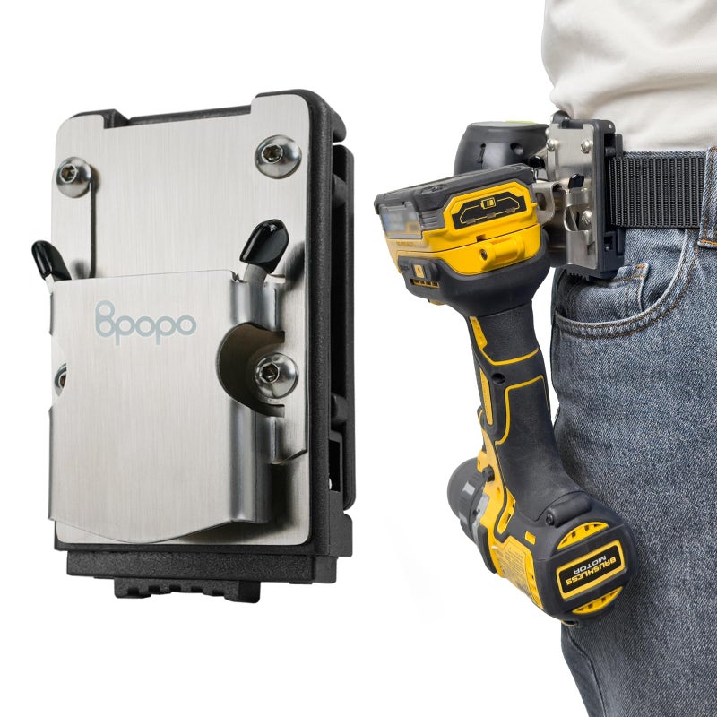 BPOPO Drill Holder Belt Clip,Hook Holster for Cordless Drill Driver, Tape Measure,Quick Access Eletric Drill Clip on Belt,Fits Up to 2.1'' - Image 1