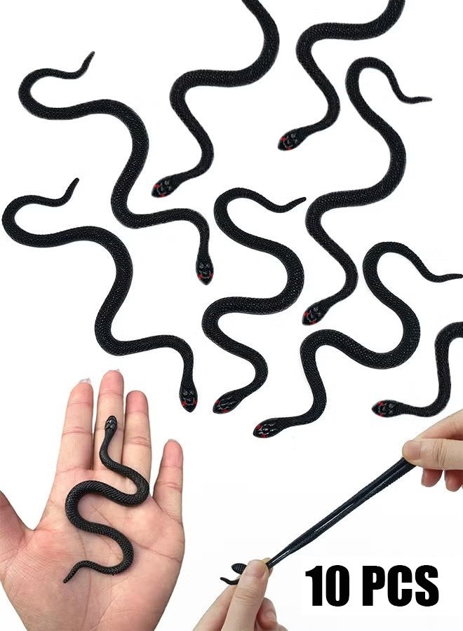 HY 10 Pieces Fake Snake Toys Rubber Simulated Snake Toys Realistic Snake Toys Prank Gift Party Decoration Garden Props Tricky Funny Toys - Image 1