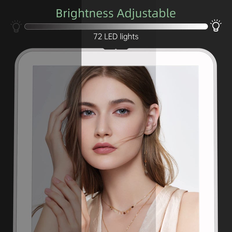FUNTOUCH Rechargeable Travel Makeup Vanity Mirror with 72 LED Lights, Portable Lighted Beauty Mirror, 3 Lighting Modes, Dimmable Touch Screen, Tabletop Folding Cosmetic Mirror with Storage Bag - Image 4