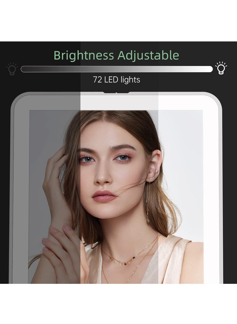 FUNTOUCH - FUNTOUCH Rechargeable Travel Makeup Vanity Mirror with 72 LED Lights, Portable Lighted Beauty Mirror, 3 Lighting Modes, Dimmable Touch Screen, Tabletop Folding Cosmetic Mirror with Storage Bag - Image 1