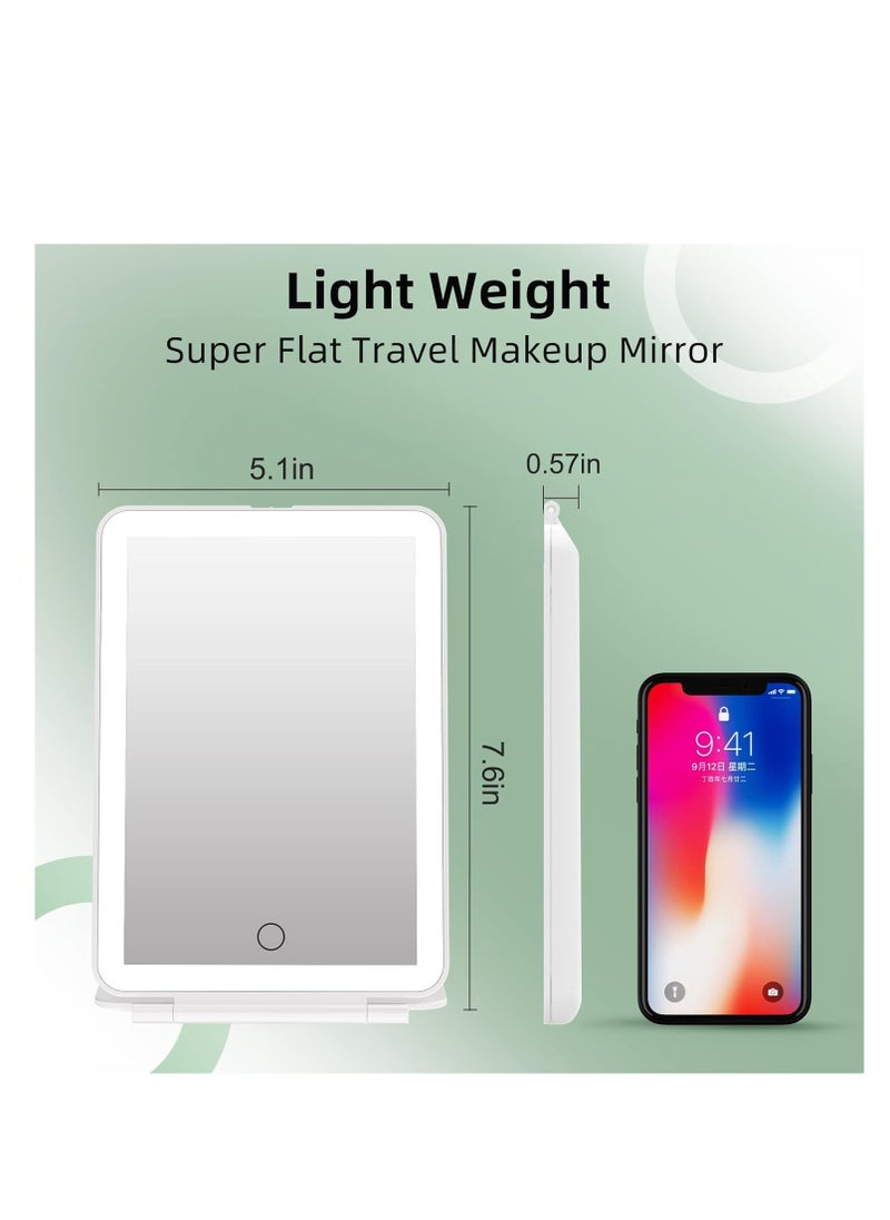 FUNTOUCH - FUNTOUCH Rechargeable Travel Makeup Vanity Mirror with 72 LED Lights, Portable Lighted Beauty Mirror, 3 Lighting Modes, Dimmable Touch Screen, Tabletop Folding Cosmetic Mirror with Storage Bag - Image 1