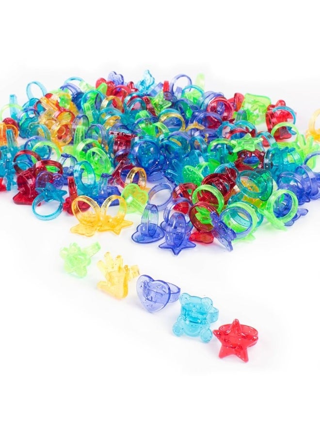 Super Z Outlet Super Z Outlet Colorful Assorted Plastic Glitter Toy Rings | Bag Of 144 Rings (Hearts, Bears, Stars, Hands & Flowers) | Use As Party Favors, Cake Toppers, In Goody Bags, PiÃ±atas, Arts, Crafts & More  - Image 3