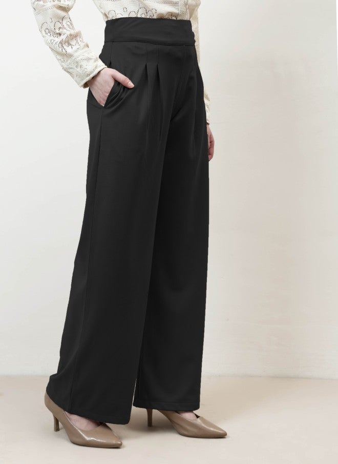 Athena سروال نسائي أسود بتصميم مريح مع طيات - Image 5