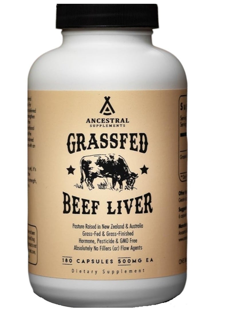 Ancestral Supplements Grass-Fed Beef Liver 180 Capsules  - Image 1