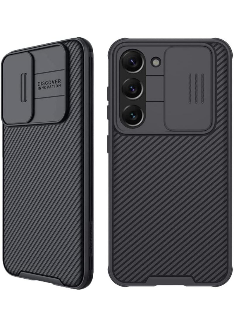 إلترازون Samsung Galaxy S23 Plus Case with Camera Cover,Slim Fit Thin Polycarbonate Protective Shockproof Cover with Slide Camera Cover, Upgraded Case for Samsung Galaxy S23 Plus/S23 + Black - Image 1