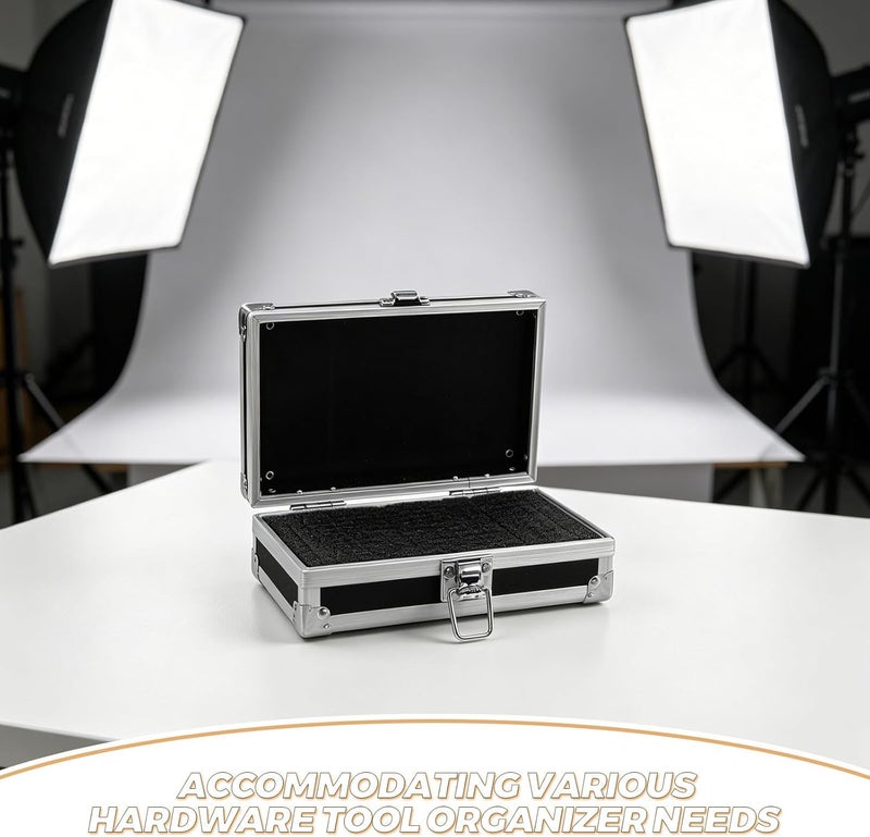 Portable Aluminum Hard Briefcase: 7in Shockproof Equipment Carrying Case with Pre-Cut Foam Lining - Protective Storage Case for Wireless Microphone Camera Accessories - Image 3