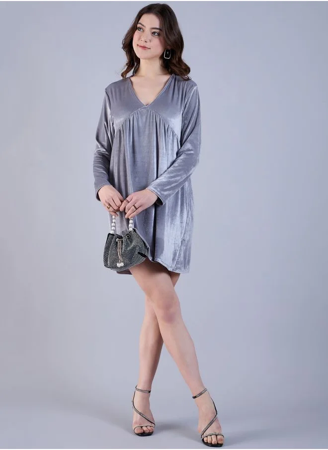 Freehand Women Fit and Flared Party Wear Solid Mini Dress