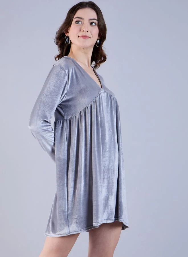 Freehand Women Fit and Flared Party Wear Solid Mini Dress