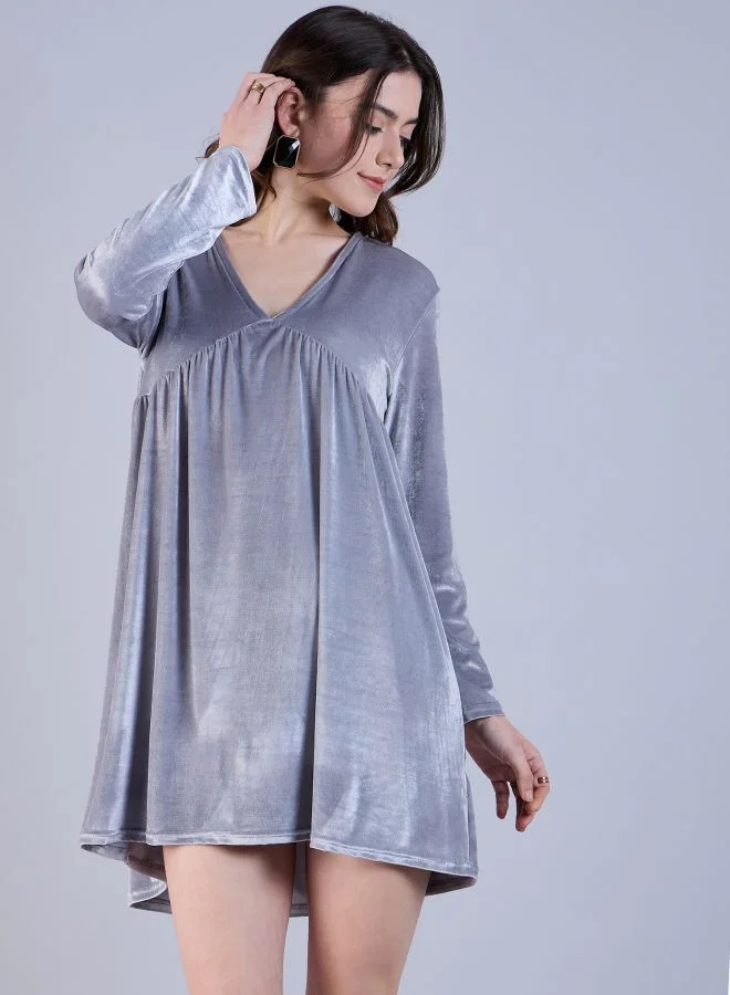 Freehand Women Fit and Flared Party Wear Solid Mini Dress