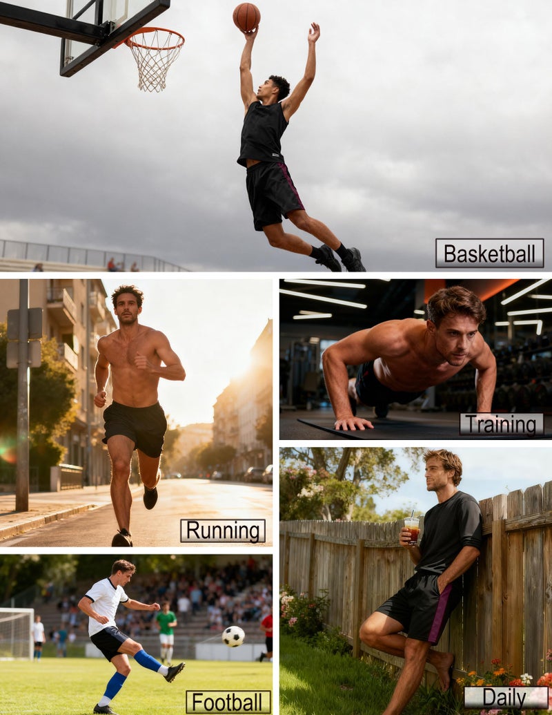 OYGSieg 6 Pack Mens Mesh Athletic Basketball Shorts Gym Shorts with Pockets, Quick Dry Workout Running Shorts Casual for Men C M - Image 5
