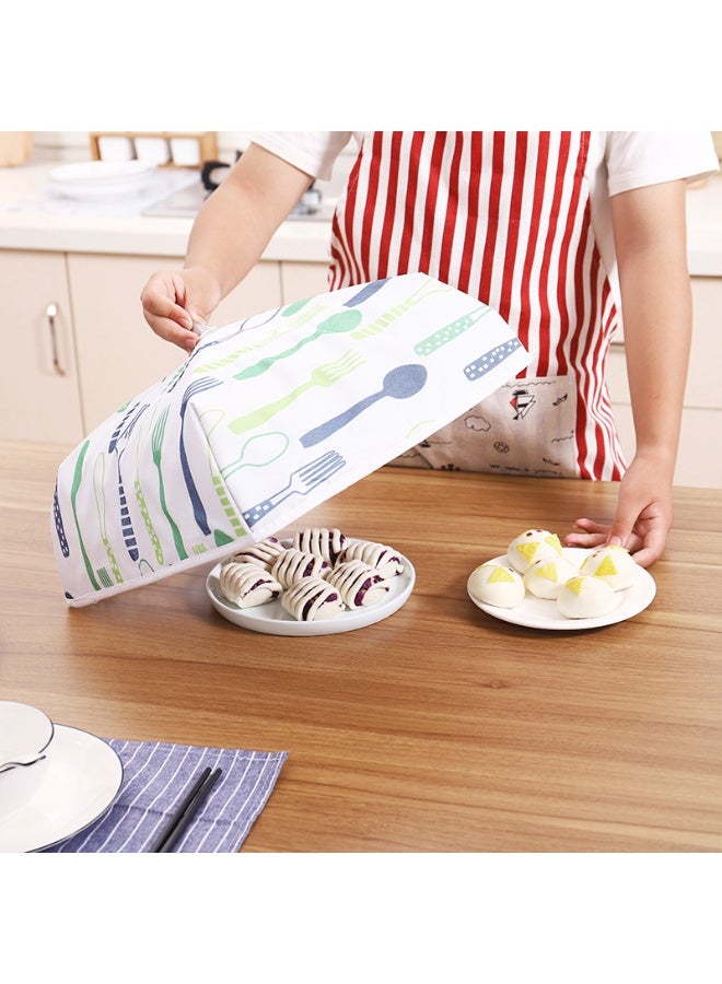 Foldable Food Cover with Charming Utensil Pattern 37×37cm for Effective Dust Proof Insect Proof and Fresh Keeping Meal Protection - Image 3
