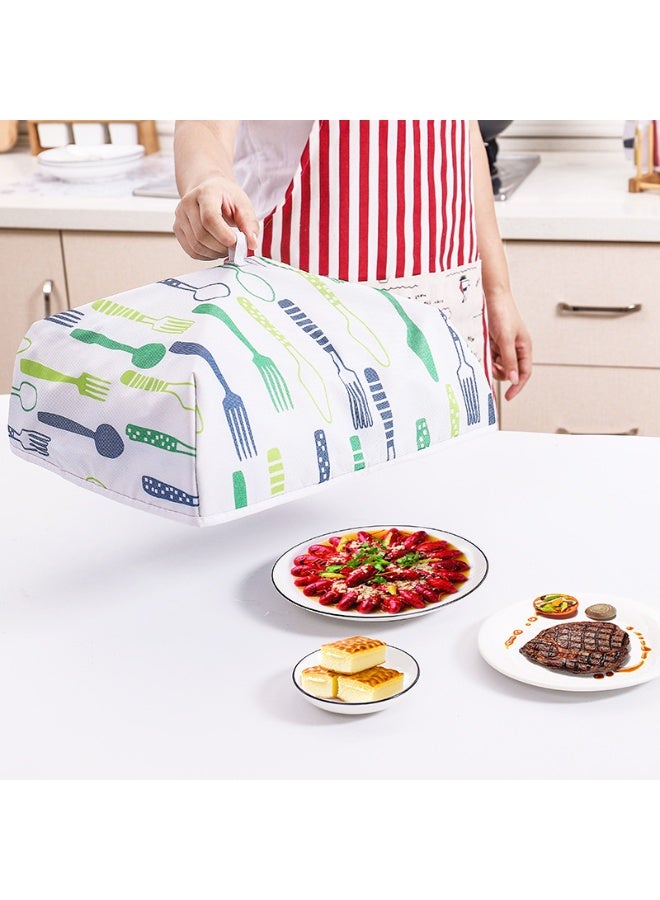 Foldable Food Cover with Charming Utensil Pattern 37×37cm for Effective Dust Proof Insect Proof and Fresh Keeping Meal Protection - Image 1