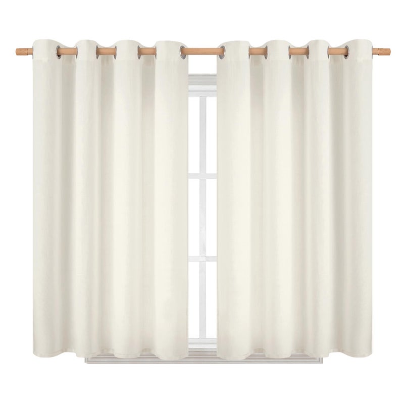 BGment الستائر القصيرة القصيرة لغرفة نوم 45 بوصة بطول الستائر الكتان الفوقية لنافذة صغيرة الحجم غير مشي - Image 1