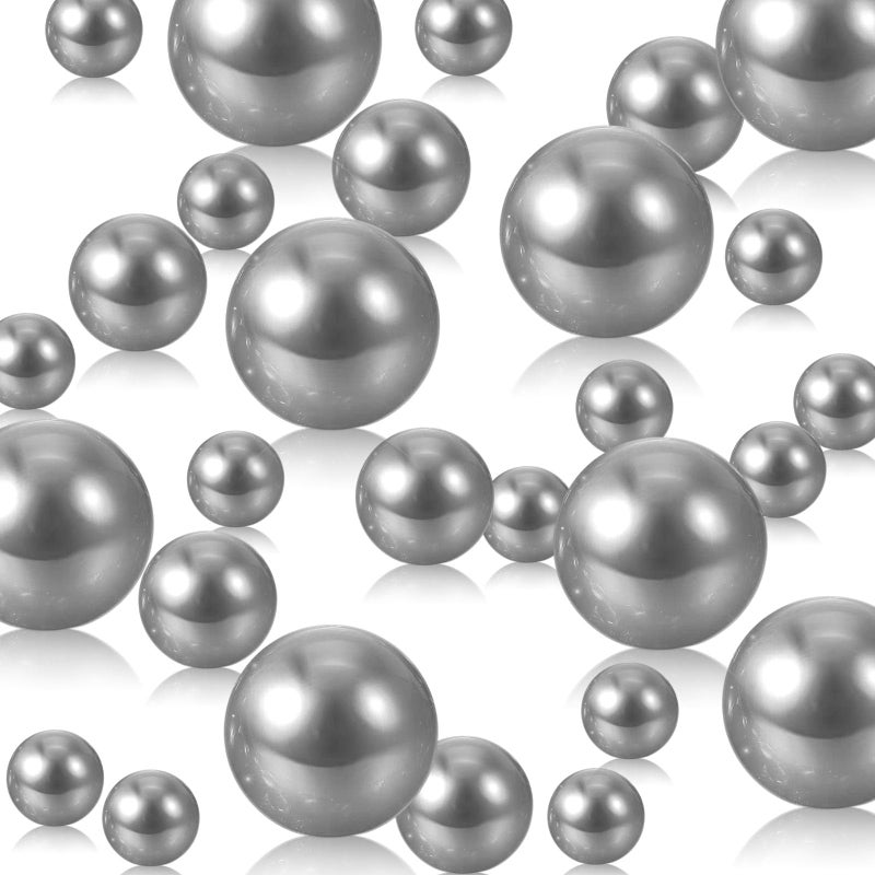 Silver Grey Vase Filler 150PCS Pearls Bead for Centerpieces Vases 81420 mm No Hole Beads Fake Pearls for Wedding Birthday Theme Party Table Centerpieces Decor
