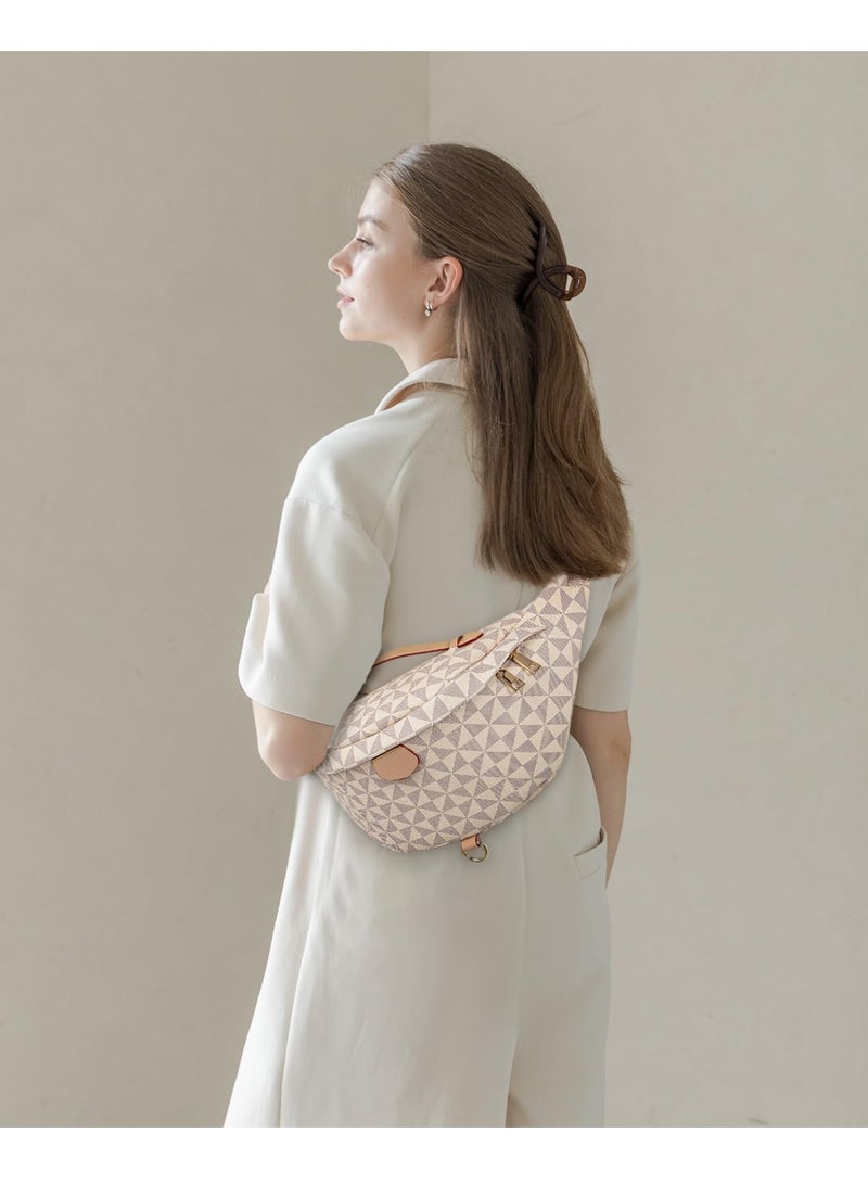 Excefore حقيبة فاني كروس بودي للنساء، حقيبة سلاينغ عصرية للفتيات، حقيبة صغيرة للخصر، حقيبة فاني جلد PU مقاومة للماء بنمط مربعات للجري، التسوق، السفر - Image 1