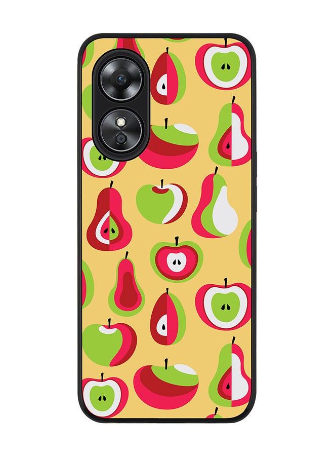 Stylizedd Rugged Black edge case for Oppo A97 Slim fit Soft Case Flexible Rubber Edges Anti Drop TPU Gel Thin Cover - Modern Apple - Image 1