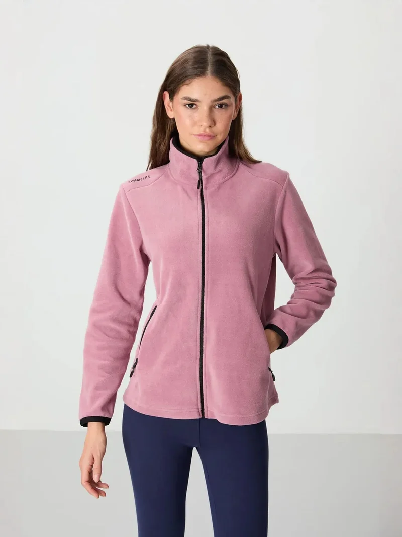 TOMMYLIFE TOMMY Women's Plush Zip-Front Sweatshirt