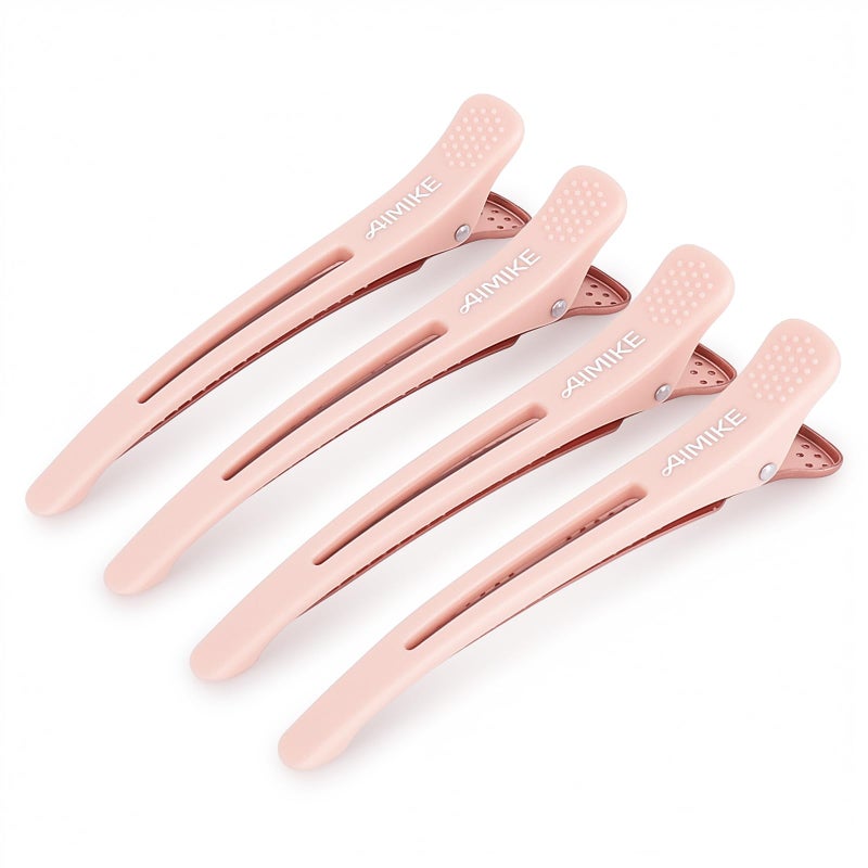 AIMIKE 4pcs Hair Clips for Styling Sectioning, No Crease Duck Billed Hair Clips with Silicone Band, Hair Styling Clips, Salon and Home Hair Cutting Clips for Hairdresser - Image 1