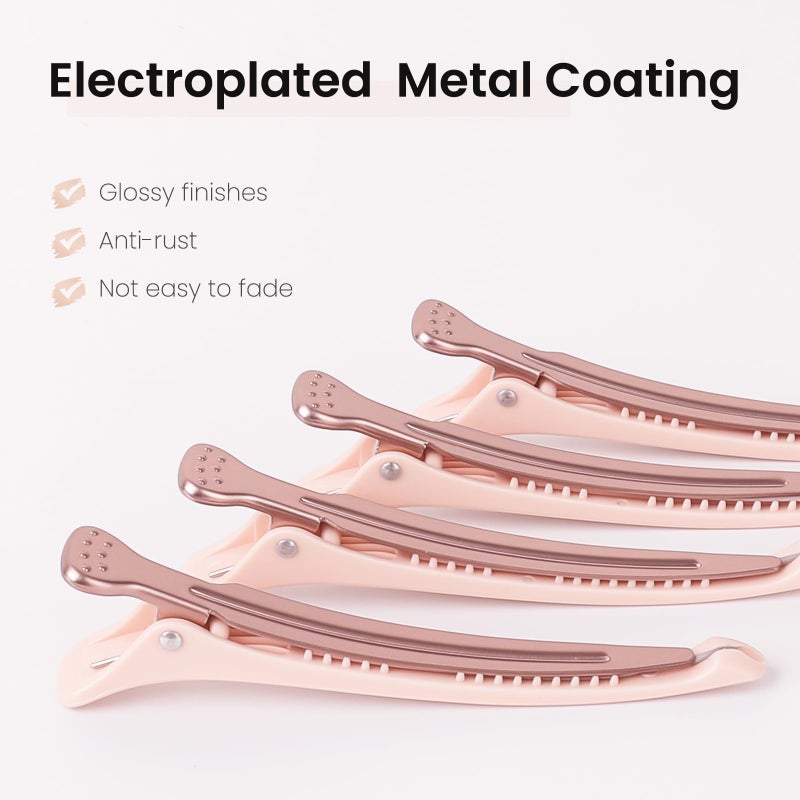 AIMIKE 4pcs Hair Clips for Styling Sectioning, No Crease Duck Billed Hair Clips with Silicone Band, Hair Styling Clips, Salon and Home Hair Cutting Clips for Hairdresser - Image 2